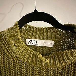 Zara Green Distressed Sweater